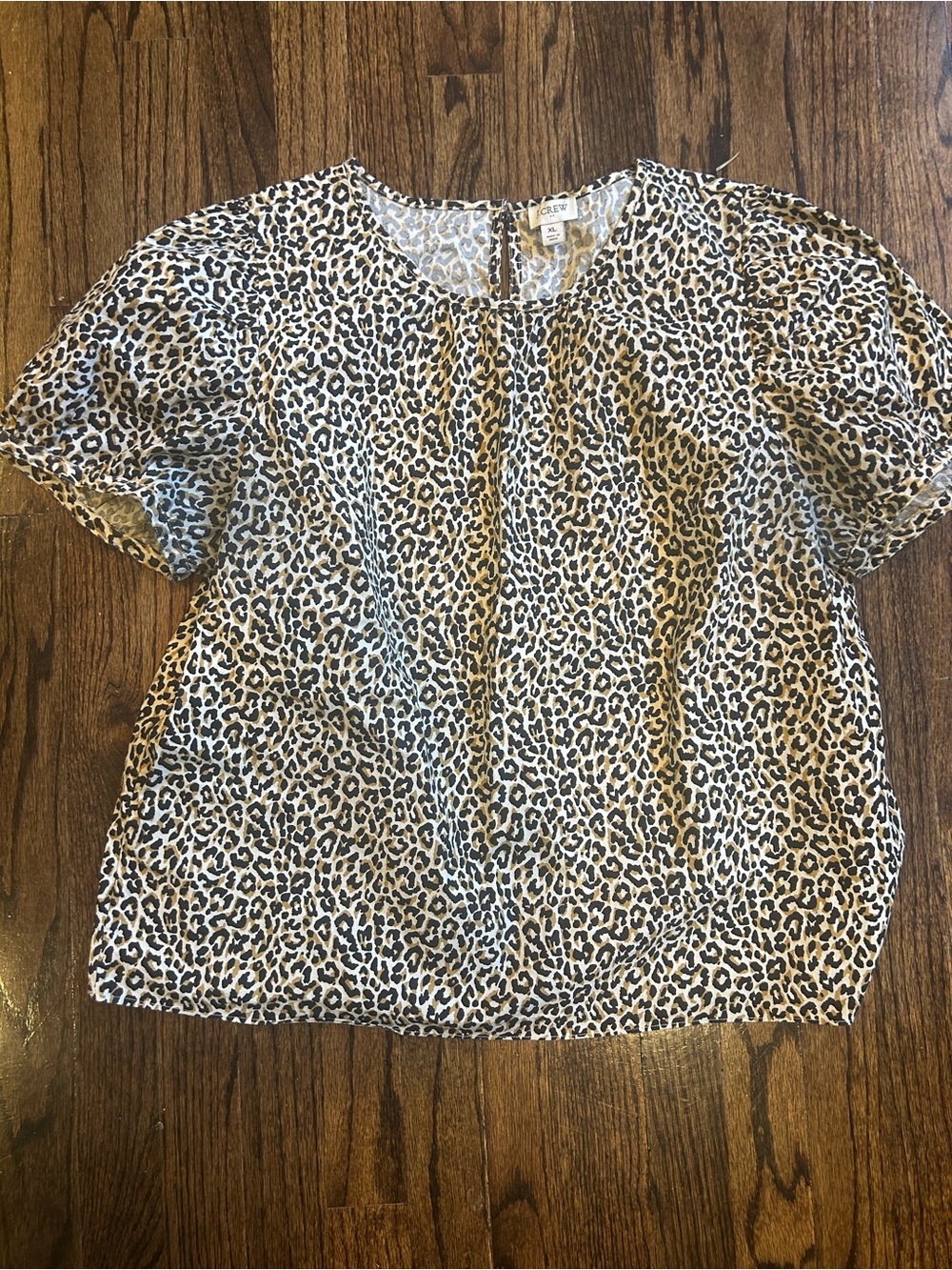 J. Crew Neutral Leopard-Print Short Sleeve Top